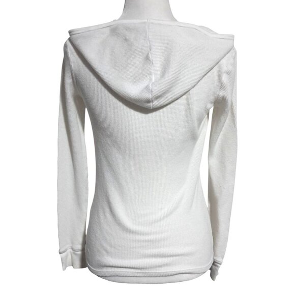 Vintage Y2K Aeropostale White Thermal Hoodie Scoop Neck Butterfly Logo M 2000s A - Picture 8 of 12